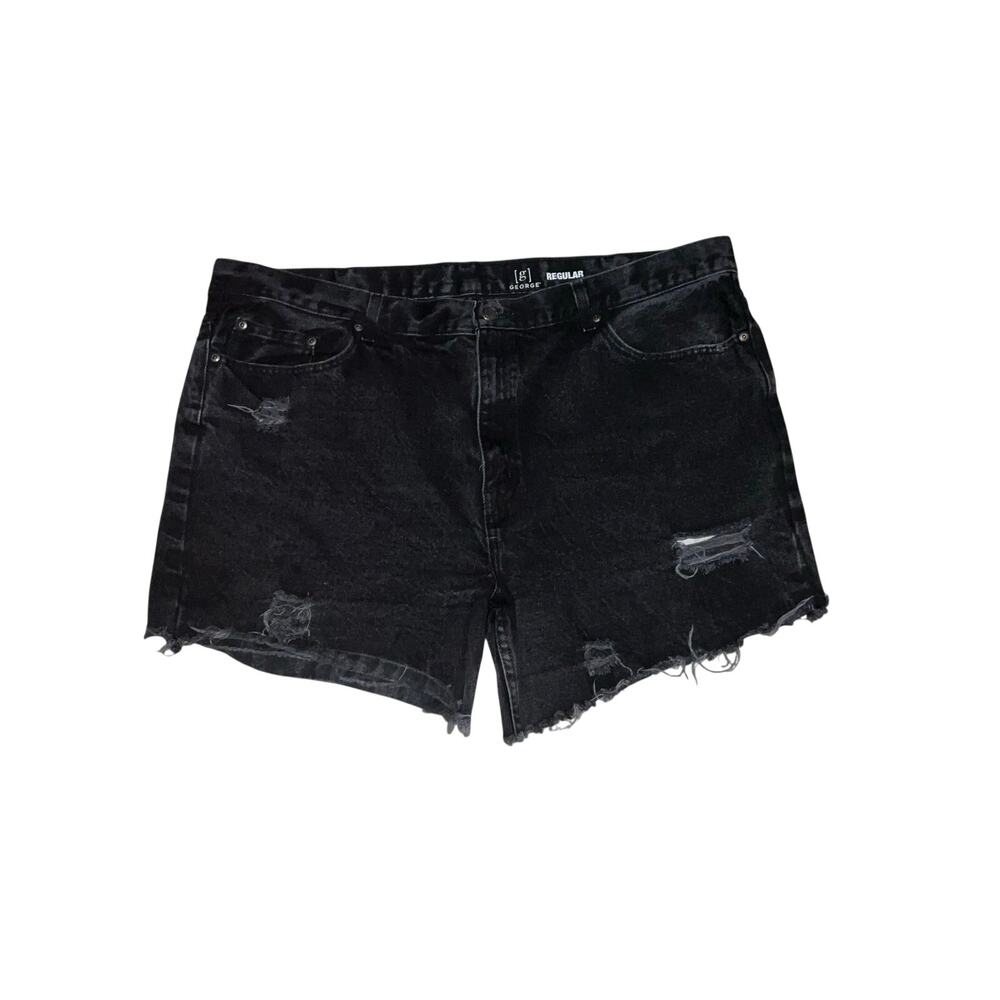 George Regular Black Distressed Denim Jean Shorts Size 44
